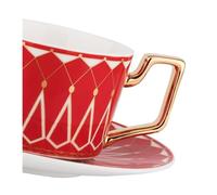 Servizi da tè, servizi da tè gongfu in ceramica ci Bone China French with saucer teaspoon morning tea heat-resistant teacups housewarming office gifts,(China Red)