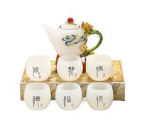 Servizi da tè, servizi da tè gongfu in ceramica ci Enamel jade Kung Fu tea set jade cup coffee set business gifts, Christmas women's tea party set gift,