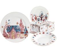 Servizio 18 piatti Natalizio in Porcellana Nàvel 6 Per Tipologia Con Gift Box