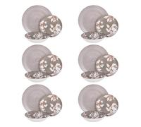 Servizio 18 piatti porcellana grigio fiori Antea