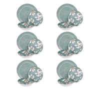 Servizio 18 piatti porcellana verde fiori Antea