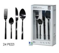 SERVIZIO 24 PZ POSATE AMARIS SATIN BLACK ACCIAIO INOX STILE ELEGANTE ART. 78617