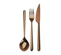 Servizio 36 pezzi Linea Bronzo in Acciaio Inossidabile, colore Bronzo, Lavorazione della supperficie con impiantazione di Titanio PVD Marrone
