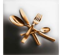 Servizio 36 pezzi Venere Ice Oro in Acciaio Inossidabile, colore Oro Satinato, Lavorazione della supperficie con impiantazione di Titanio PVD Oro