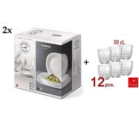 Servizio 48 Pezzi Con 36 Piatti Rocco Bormioli Parma e 12 Bicchieri Acqua 30cl
