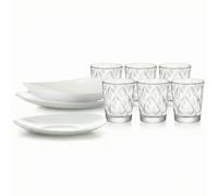 Servizio completo di Piatti e bicchieri da tavola bianco per 6 persone antiurto