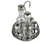 Gierre Oliera 5 Pezzi in Vetro con Struttura in Acciaio Inossidabile e Tappi in Plastica, Colore, Cm 16 X 22 H, Glass