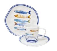 Servizio Da Caffè 6 Persone 18 Pezzi Pesci Marittimi BORD DE MER EASY LIFE