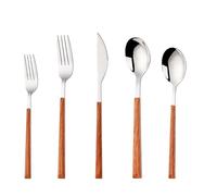 Servizio da tavola 40 pezzi argento posate in acciaio inox per 8 persone, marrone con manico in legno imitazione per cucina, sala da pranzo, servizio da pranzo (colore: ramato)
