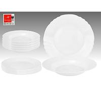 Servizio da tavola Ebro 12 pz rotondo in vetro solido per 6 persone bianco