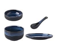 Servizio da Tavola in Ceramica Blu, Set per Ristoranti | Design Semplice ed Elegante, Facile da Pulire, Impilabile, per Caffetterie e Servizio di Zuppe