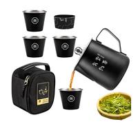 Servizio da tè da campeggio, Servizio da tè da viaggio con custodia, Set di teiera cinese per adulti, Set di tazze da campeggio, bollitore da 4 tazze a servizio accessori