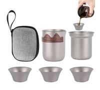 Servizio Da Tè In Titanio Per Il Viaggio,Set Di Tè Portatile - Teiera A Doppia Pareta,Per Escursionisti Camperatori Picnic Spiaggia Giardino Posteriore Cortile Parco Pesca Concerto Esterno Terrazza