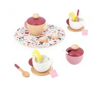 Janod - Servizio da Tè Twist - 16 Accessori Legno e Feltro - Giocattolo di Imitazione - Servizio Tè Bambini - in Legno FSC - Dai 2 Anni, J06631