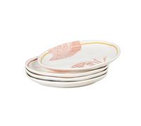 Servizio di 4 piatti per tapas in ceramica con motivi gialli, arancioni, blu e rossi