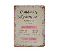 Servizio di babysitter della nonna Targa in metallo Targa in metallo retrò Pittura in ferro Poster in latta Targa Decorazioni per la camera Piscina Club Spiaggia Campeggio all'aperto Barbecue Decorazi