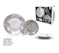 SERVIZIO DI PIATTI 18 PZ DA TAVOLA IN PORCELLANA DECORO MAIOLICA
