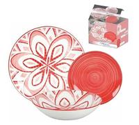Servizio di Piatti da Tavola in Ceramica Medina Rosso 18 Pezzi