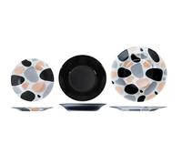 Servizio di Piatti da Tavola in Vetro Pebble 18 Pezzi Pasahbace