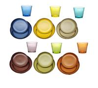 Servizio di Piatti e bicchieri colorato completo per 6 persone 24 Pezzi piatto in Stoneware Colorato 6 Bicchieri in Vetro 35 rcobaleno Piatti Piani Fondi Frutta per una Tavola dal Design Moderno