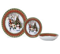 Servizio di Piatti Natale completo per 6 Persone 18 Pezzi in Porcellana tavola elegante natalizia decorazione rosso Agrifoglio Babbo Natale Pupazzo di Neve Albero di natale idea regalo