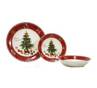 Servizio di piatti tavola di natale per 6 persone 18pz decorazioni natalizie addobbi casa decoro pacchi regalo albero agrifoglio