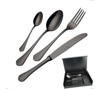 Servizio di posate 51 pezzi in astuccio di legno Domus Black , Acciaio 18/10, spessore 3 mm cromo