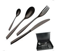 Servizio di posate 51 pezzi in astuccio di legno Eleven PVD Black, Acciaio inox 18.10, spessore 2,5 mm cromo