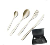 Servizio di posate 51 pezzi in astuccio di legno Eleven PVD Champagne, acciaio 18/10 sabbiato, spessore 2.5 mm, pvd champagne cromo