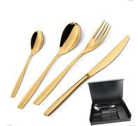 Servizio di posate 51 pezzi in astuccio di legno Eleven PVD Gold, Acciaio 18/10 lucido, spessore 2.5 mm, PVD oro cromo