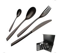 Servizio di posate 75 pezzi in astuccio di legno Eleven PVD Black, Acciaio inox 18.10, spessore 2,5 mm cromo