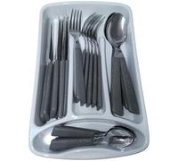 Servizio di Posate completo 24 Pezzi per tavola di 6 persone manico grigio pietra in Acciaio Inossidabile Lavabili in Lavastoviglie Made in Italy in omaggio il Porta Posate da Cassetto