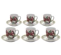 Servizio di Tazzine da Caffè con piattino completo per 6 Persone Natalizio Festa