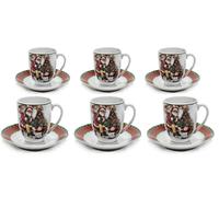 Servizio di Tazzine da Caffè con piattino completo per 6 Persone Natalizio Festa