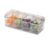 Servizio di vassoi per ghiaccio - Contenitore per insalata trasparente, doppio scomparto per frutta e verdura | Piastra divisoria rimovibile con cubetti di ghiaccio, utile come accessorio per la prese