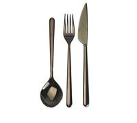 Servizio dolce 13 pezzi linea oro nero Linea Oro Nero in Acciaio Inossidabile, colore Canna di Fucile, Lavorazione della supperficie con impiantazione di Titanio PVD Nero