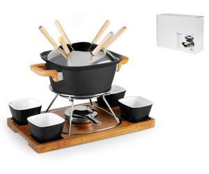 Servizio Fonduta In Alluminio 15 pezzi con base in legno 018f2060 marca H&H