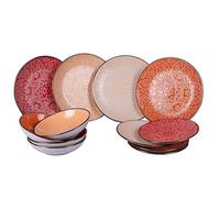 Servizio piatti 12 pezzi in gres, 4 posti tavola in 4 differenti decori, Baku Su