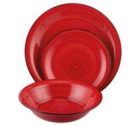 Servizio piatti 12 pezzi in stoneware dipinto a mano, Bi-Dubai Light Red