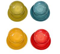 Servizio Piatti 12 Pezzi in Stoneware Set 4 posti Tavola Multicolor Moderno per 4 Persone 4 Piatti Piani 4 Fondi 4 Frutta Effetto Dipinto a Mano