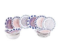 Servizio piatti 18 pezzi in ceramica, 6 posti tavola in 3 diversi decori, Sahara