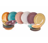 Villa d'Este Home Tivoli Villa d’Este Home Tivoli Baita Acquerello Servizio tavola 18 pezzi in gres dipinto a mano, 6 posti tavola diversi