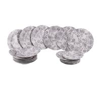 Servizio piatti 18 pezzi in porcellana, 6 posti tavola, decoro floreale, Madame Grey