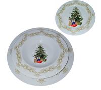 Servizio Piatti 18 Pezzi in Porcellana Bone China per 6 Persone Decoro natale A
