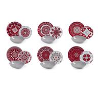 Servizio Piatti 18 Pezzi In Porcellana - MANDALA RED 18 pz 62504