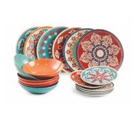 Servizio Piatti Set 6 posti tavola 18 pezzi LInea SHIRAZ , in PORCELLANA 6 posti tavola diversi adatto alla lavastoviglie multicolor