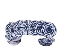 Servizio piatti 18 pezzi Blue In porcellana Finitura lucida 6 posti tavola Il servizio si compone di 6 piatti piani, 6 piatti fondi, 6 piatti frutta blu