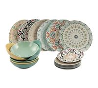 Servizio Piatti Set 6 posti tavola 18 pezzi LInea SHARM , in PORCELLANA 6 posti tavola diversi adatto alla lavastoviglie multicolor