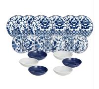 Servizio Piatti 18 Pezzi Madison Ortigia Blu-Bianco Tognana Porcellane