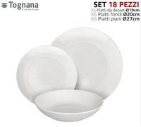Tognana Modus, Servizio piatti 18 pezzi per 6 persone, porcellana, bianco